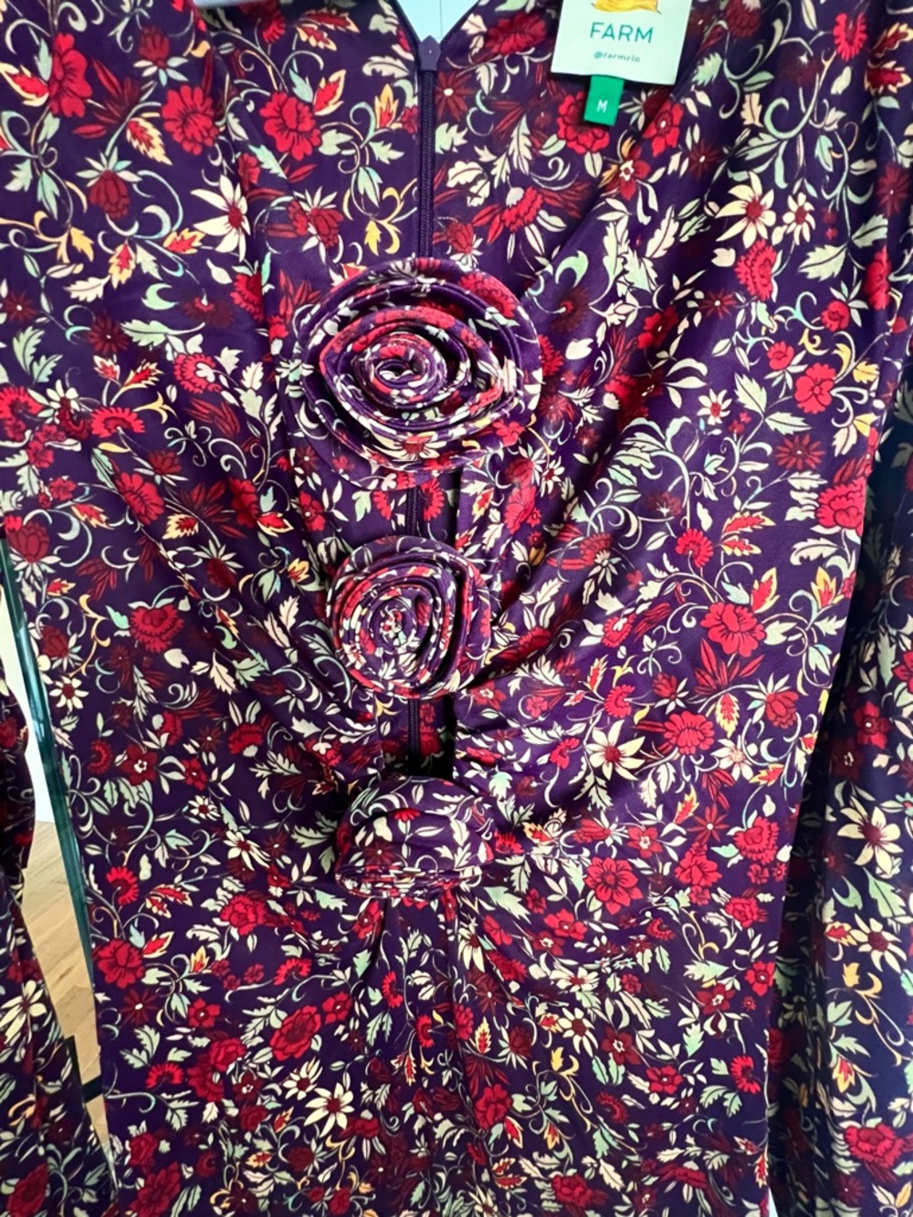 FARM Rio Burgundy Floral Cutout Maxi Dress - Picture 4 of 5